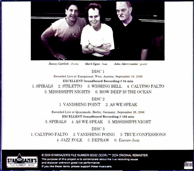 Mark Egan Trio John Abercrombie Mark Egan John Abercrombie/Austria 2006 & more