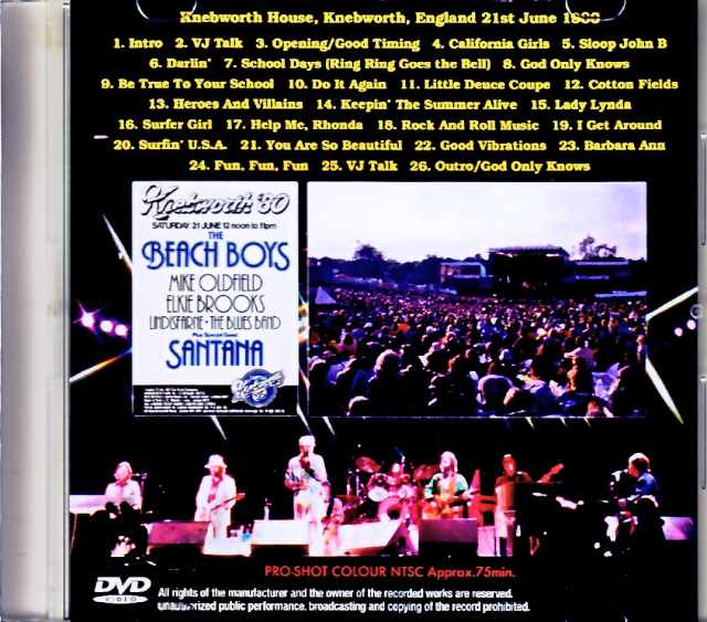 Beach Boys/England,UK 1980 Multi-Cam on Broadcast 2007 Edition Jewel Version