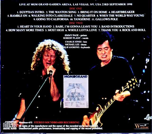Jimmy Page Robert Plant Jimmy Page Robert Plant/NV,USA 1998 Complete Soundboard Edition
