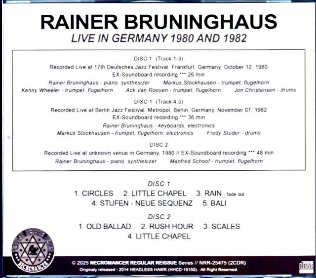 Rainer Bruninghaus Kenny Wheeler, Markus Stockhausen Rainer Bruninghaus/Geemany 1980 Soundboard Edition & more