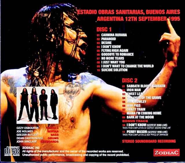 Ozzy Osbourne/Argentina 09.12.1995 Complete Soundboard Edition & more