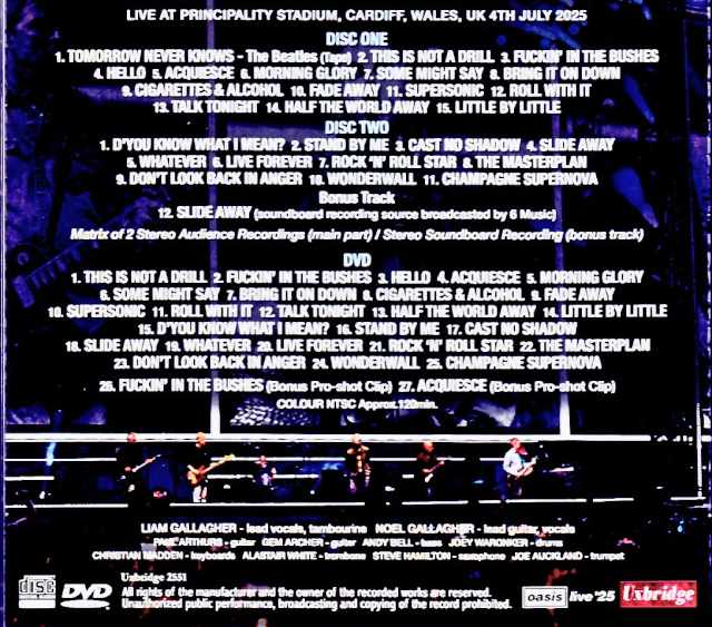Oasis/England,UK 07.04.2025 Complete Audience Source Matrix Edition & more