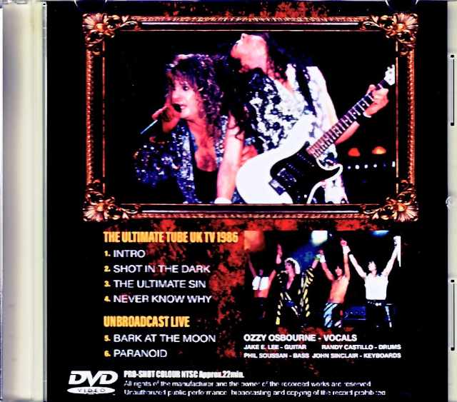 Ozzy Osbourne/England,UK 1986 TV Broadcast Edition Jewel Version