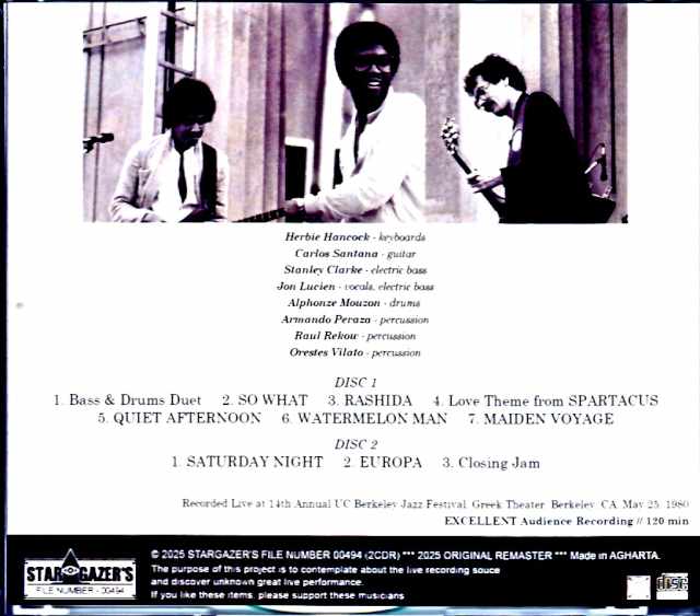 Herbie Hancock, Stanley Clark, Santana Herbie Hancock, Santana, Stanley Clarke/CA, USA 1980 Remastered