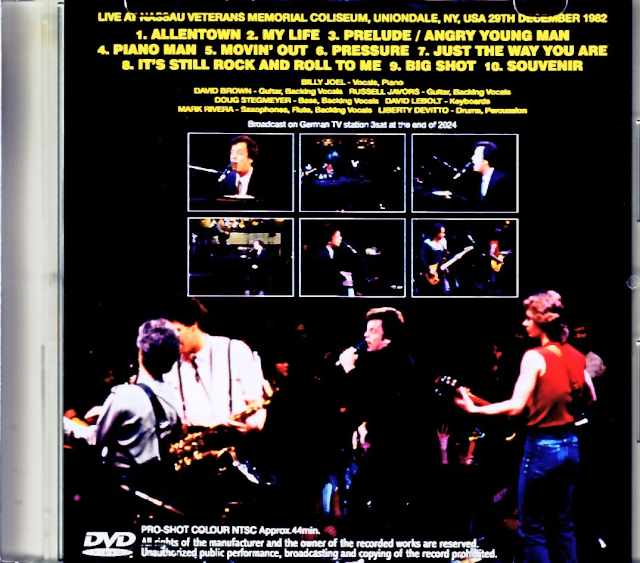Billy Joel / NY, USA 1982 Multi-Camera Broadcast on German TV 2024 Edition Jewel Version