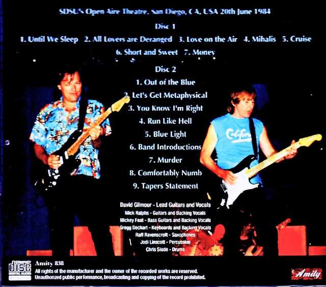 David Gilmour/CA,USA 06.20.1984 Complete Marco Moir Master Edition