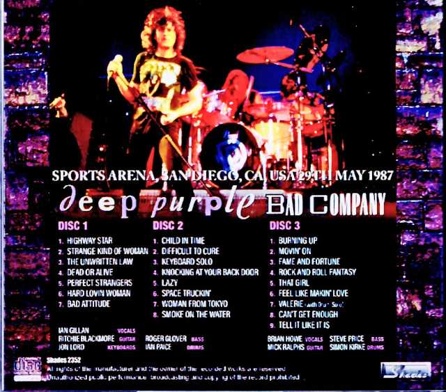 Deep Purple Bad Company Deep Purple Bad Company/CA,USA 05.29.1987 Complete
