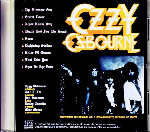 Ozzy Osbourne/The Ultimate Sin Original US LP Edition