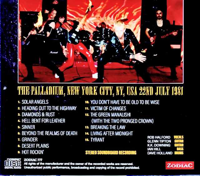 Judas Priest / NY, USA 07.22.1981 Complete Soundboard Edition
