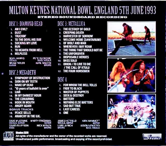 Various Artists Metallica, Megadeth, Diamond Heads Metallica Megadeth/England, UK 1993 Soundboard Edition