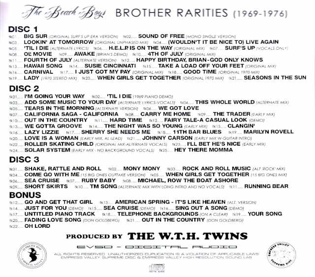 Beach Boys Brother Rarities 1969-1976