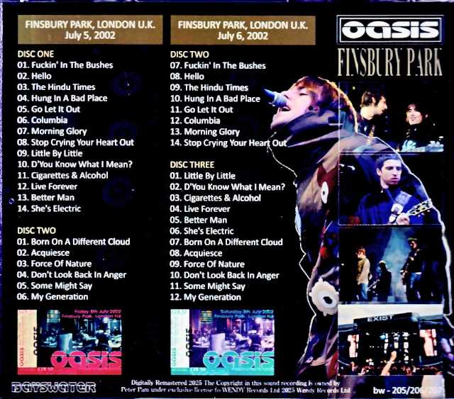 Oasis Finsbury Park 2002 Complete Edition London, UK 2002 2 Days Complete