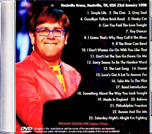 Elton John/TN,USA 1998 Multi-Cam Edition Jewel Version
