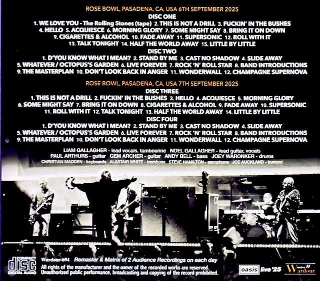 Oasis/CA,USA 2025 Complete Remaster & Matrix of 2Audience Recordings Edition