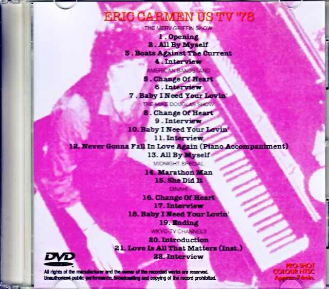 Eric Carmen/Various TV Shows Compilation 1978 Jewel Version