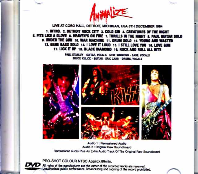 Kiss/MI,USA 1984 PRO-SHOT Audio Selectable Edition Jewel Version