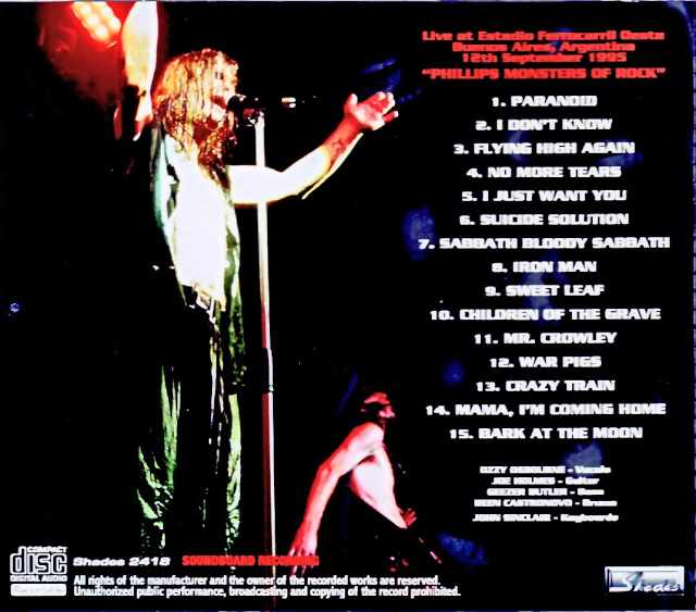 Ozzy Osbourne/Argentina 09.10.1995 Soundboard Edition