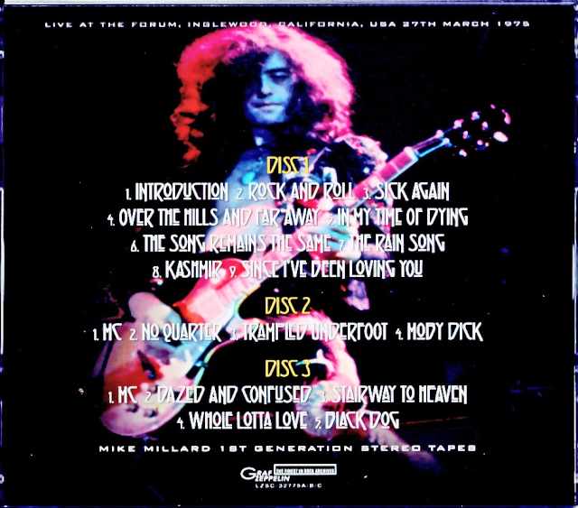 Led Zeppelin/CA,USA 3.27.1975 Lost and Found Mike Microphone Tapes