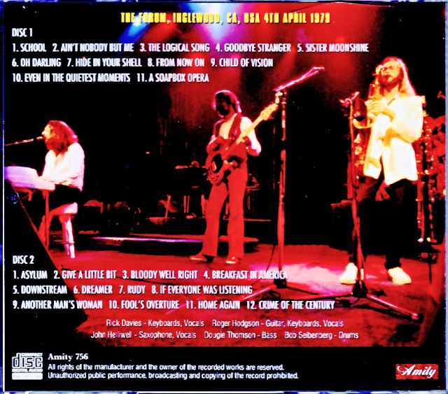 Supertramp/CA,USA 1979 Complete Mike Millard 1st Generation Tapes