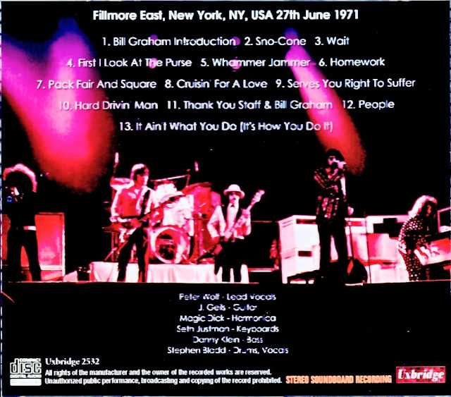 J. Geils Band/NY,USA 06.27.1971 Soundboard Edition