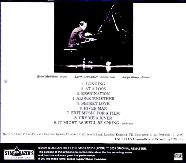 Brad Mehldau Trio Brad Mehldau/London,UK 2000