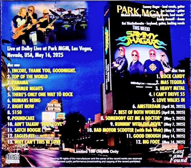 Sammy Hager Joe Satriani Sammy Hagar Joe Satriani/NV,USA 05.16.2025 Complete