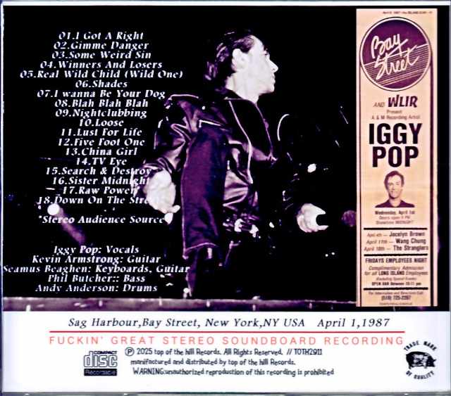 Iggy Pop/NY,USA 04.01.1987 Soundboard Edition