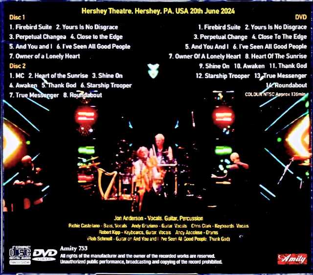 Yes Epics & Classics Jon Anderson and the Band Geeks Yes Jon Anderson/PA,USA 2024 S & V Complete