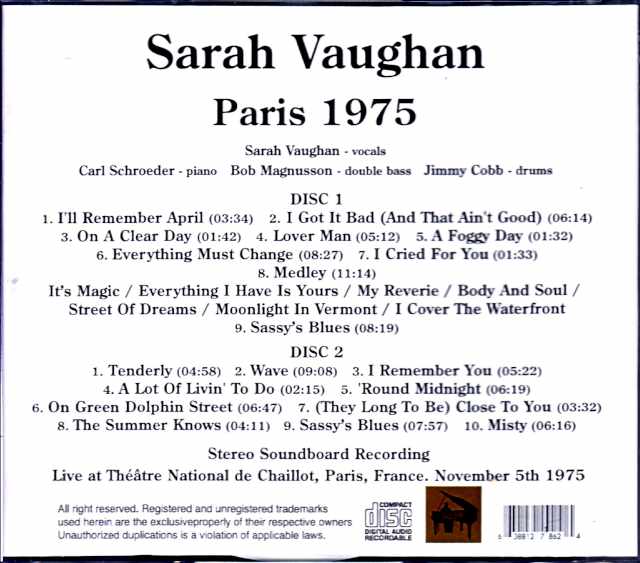 Sarah Vaughan/France 1975