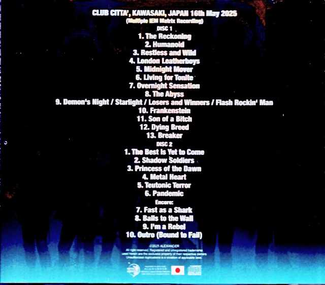 Accept/Kawasaki,Japan 05.16.2025 Complete IEM Matrix Edition