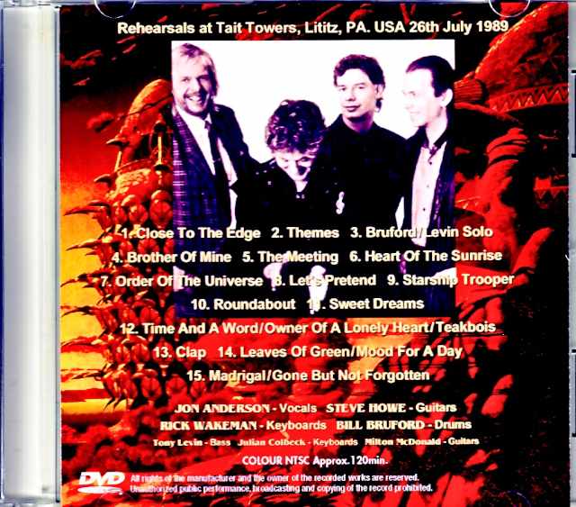 ABWH ex Yes Jon Anderson,Steve Howe,Rick Wakeman,Bill Bruford/PA,USA 1989 Jewel Version
