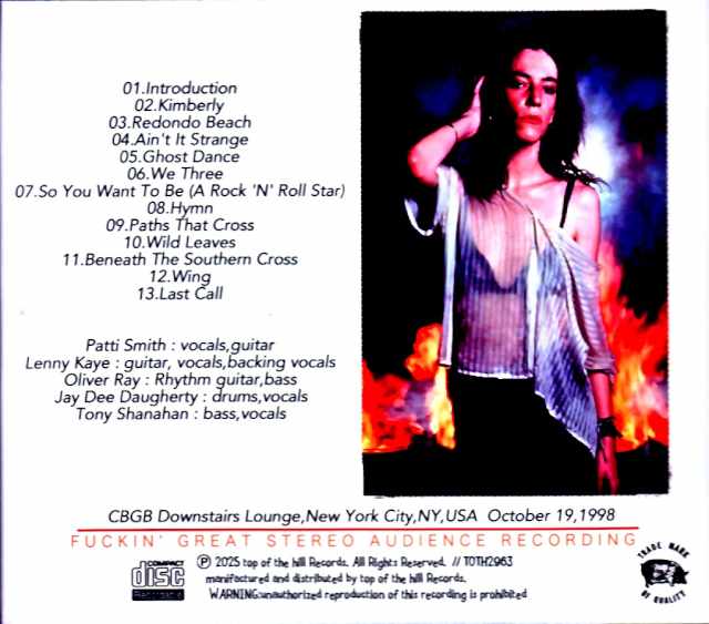 Patti Smith Patti Smith/NY,USA 10.19.998 Complete