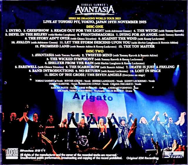 Tobias Sammet's Avantasia Avantasia/Tokyo,Japan 11.19.2025 Complete IEM Recording Edition