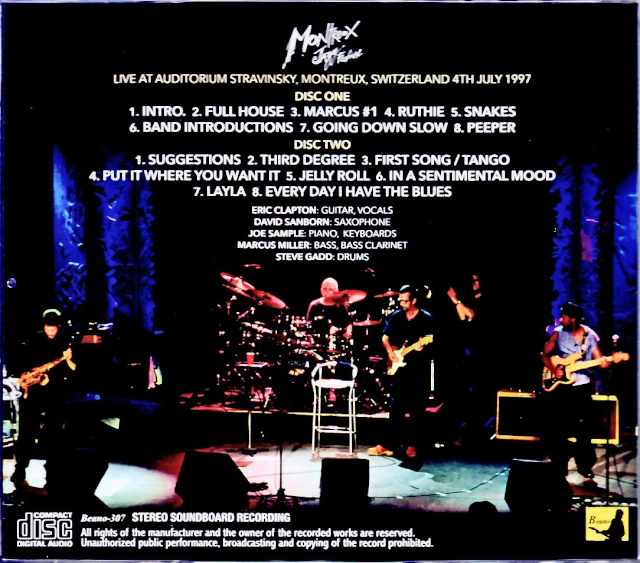 Legends Eric Clapton, David Sanborn, Joe Sample, Marcus Mille, Steve Gadd Legends/Switzerland 07.04.1997 Soundboard Edition