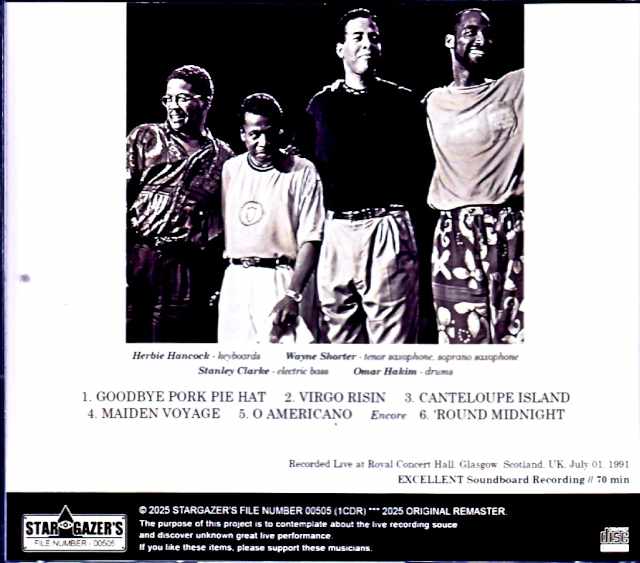 Herbie Hancock Special Quartet Wayne Shorter, Stanley Clarke Herbie Hancock Wayne Shorter/Scotland,UK 07.01.1991 Soundboard Edition