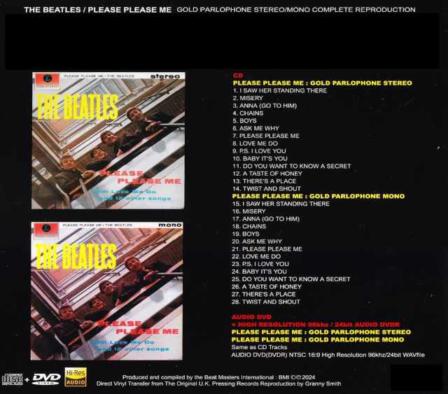 Beatles/Please Please Me Gold Parlophone Complete Reprint Direct Vinyl Transfer from Original UK Edition