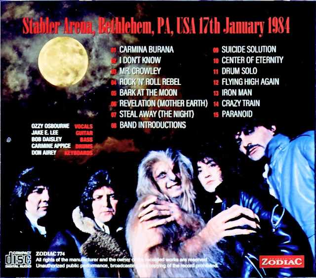 Ozzy Osbourne/PA,USA 01.17.1984 Complete