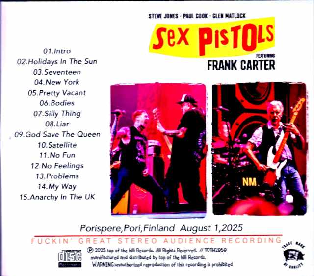 Sex Pistols Frank Carter Sex Pistols Frank Carter/Finland 08.01.2025 Complete