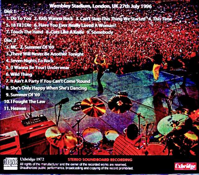 Bryan Adams / London, UK 07.27.1996 Soundboard Edition
