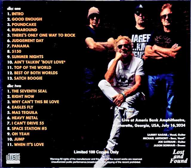 Sammy Hager Joe Satriani Sammy Hager Joe Satriani/GA,USA 2024 Complete