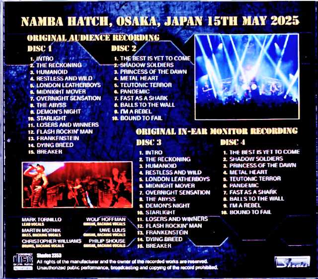Accept/Osaka,Japan 2025 Complete IEM Matrix Edition & more