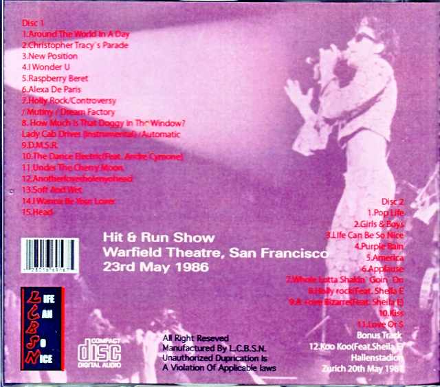 Prince and the Revolutions Prince/CA,USA 08.31.1986 & more