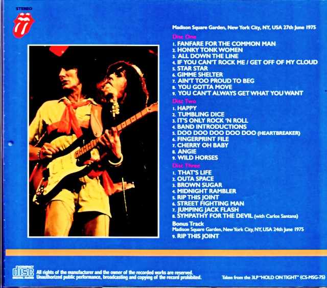 Rolling Stones/NY,USA 06.27.1975 3LP Edition & more
