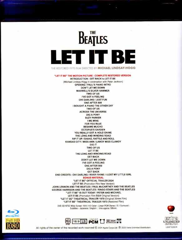 Beatles Let It Be Complete Restored Edition Blu-Ray Version