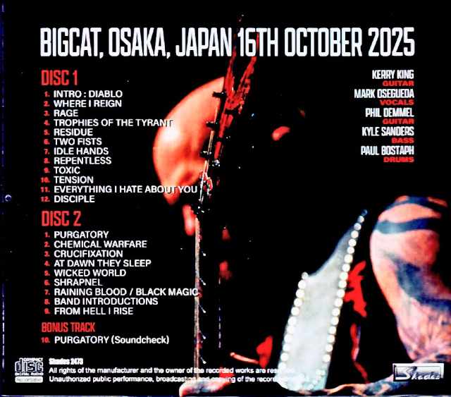Kerry King/Osaka,Japan 10.16.2025 Complete IEM Matrix Edition & more