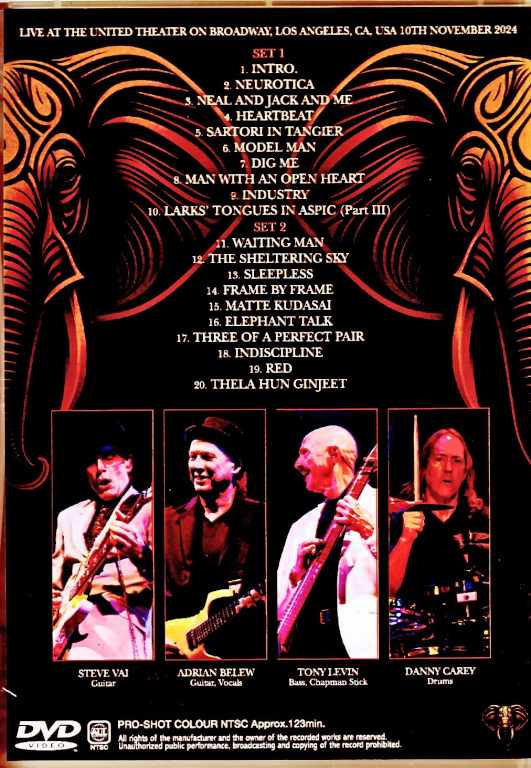 Beat Adrian Belew,Tony Levin,Steve Vai Beat/CA,USA 11.10.2024 Complete Broadcast Edition