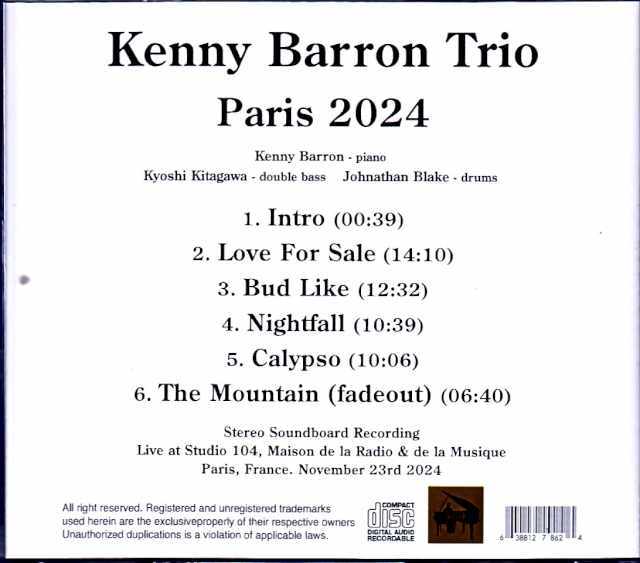 Kenny Barron Trio Kenny Barron/France 2024 Soundboard Edition