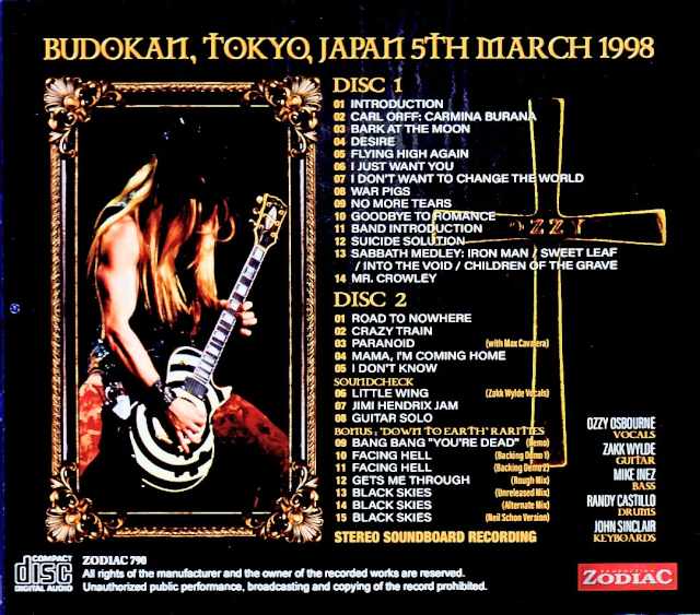 Ozzy Osbourne / Tokyo, Japan 03.05.1998 Complete Soundboard Edition & more