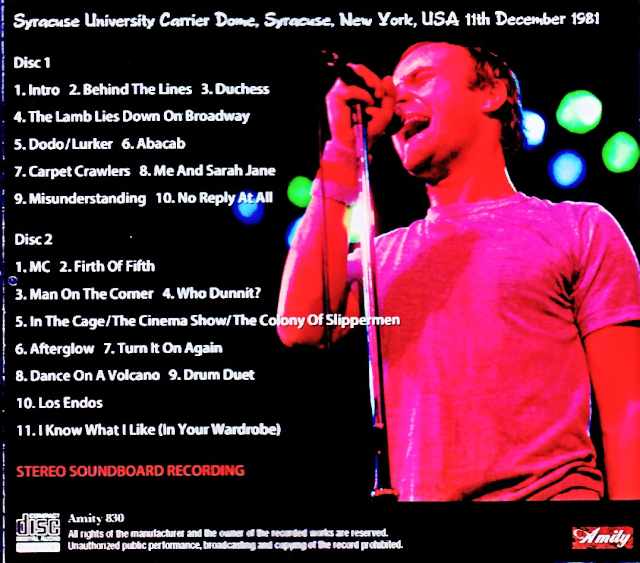 Genesis / NY, USA 12.11.1981 Complete Soundboard Edition