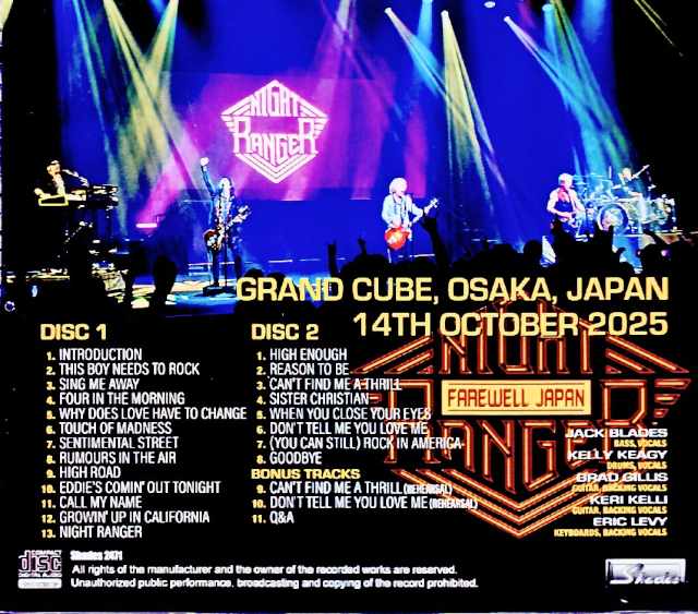 Night Ranger / Osaka, Japan 10.14.2025 Complete IEM Matrix Edition & more